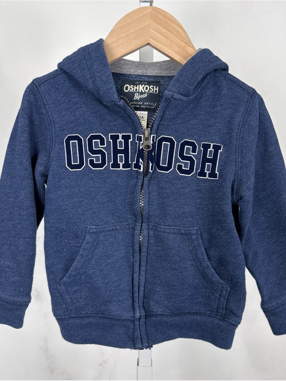 OshKosh B'Gosh Boys Size 3T/3A Full Zip Logo Blue Hoodie - Picture 2 of 8